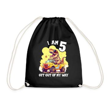 T-Rex Drives Monster Truck I'm 5th Birthday - Drawstring Bag - black - Front