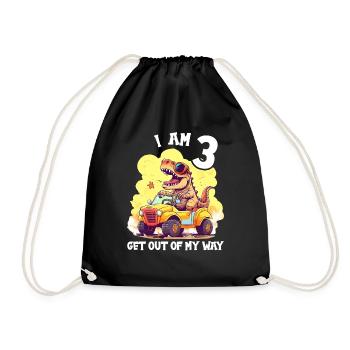 T-Rex Drives Monster Truck I'm 3rd Birthday - Drawstring Bag - black - Front