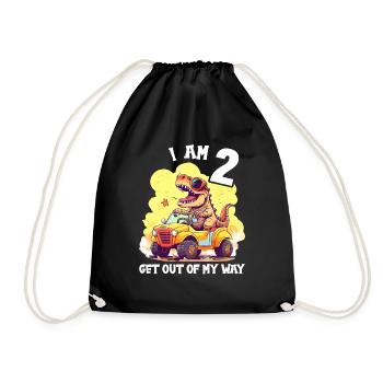 T-Rex Drives Monster Truck I'm 2nd Birthday - Drawstring Bag - black - Front