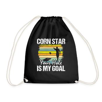 Corn Star Your Hole Is My Goal Cornhole Bean Bag T - Turnbeutel - Schwarz - Vorne