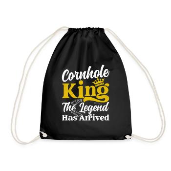 Cornhole King La légende est arrivée Lancer de sac de haricots - Sac de sport léger - noir - Devant