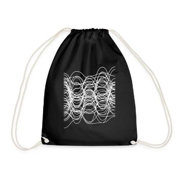 wavy geometric lines - Drawstring Bag - black - Front