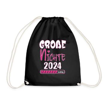 Grosse Nichte 2024 loading Ankündigung Geburt - Turnbeutel - Schwarz - Vorne