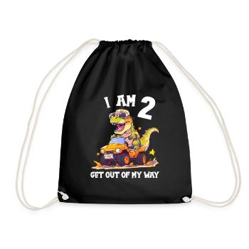 T-Rex Drives Monster Truck I'm 2nd Birthday - Drawstring Bag - black - Front