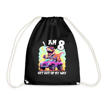 T-Rex conduit un camion monstre J’ai 8e anniversaire - Sac de sport léger - noir - Devant