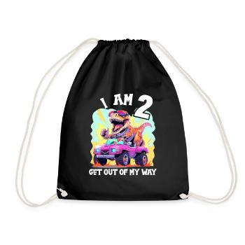T-Rex Drives Monster Truck I'm 2nd Birthday - Drawstring Bag - black - Front