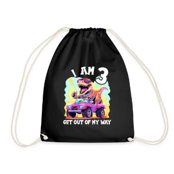 T-Rex Drives Monster Truck I'm 3rd Birthday - Drawstring Bag - black - Front