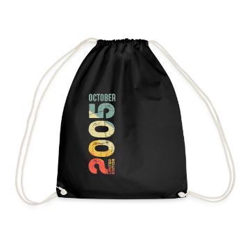 Retro October 2005 Year 2005 Retro Vintage 2005 - Drawstring Bag - black - Front
