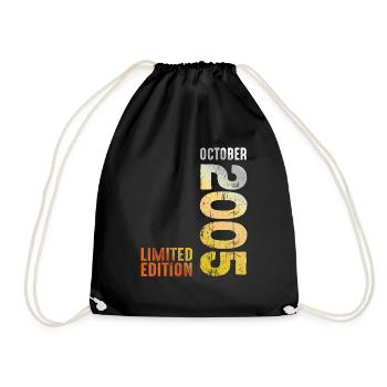 Since 2005 October Year 2005 Retro Vintage 2005 - Drawstring Bag - black - Front