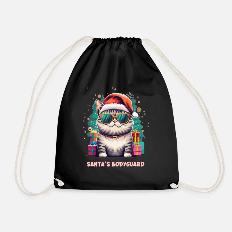 Le chat garde du corps du Père Noël - Sac de sport léger - noir