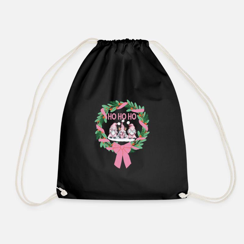 Ho Ho Ho Gonks - Drawstring Bag - black