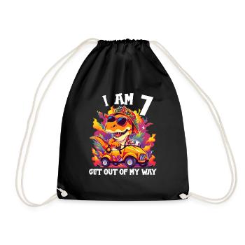 T-Rex conduit un camion monstre J’ai 7e anniversaire - Sac de sport léger - noir - Devant
