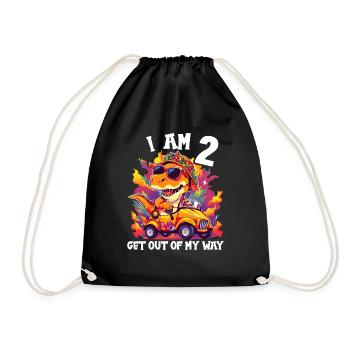 T-Rex Drives Monster Truck I'm 2nd Birthday - Drawstring Bag - black - Front