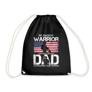 Proud American Dad - My Favorite Warrior Calls Me - Drawstring Bag - black - Front