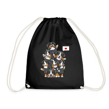 Bernese Mountain Dog Funny Dog Bouvier Bernois - Drawstring Bag - black - Front