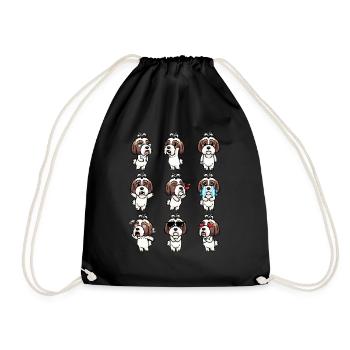 Shih Tzu Émoticône de chien - Sac de sport léger - noir - Devant