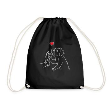 Puggle dog with hand - Drawstring Bag - black - Front