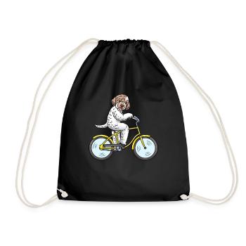 Lagotto Romagnolo Hund Auf Einem Fahrrad - Turnbeutel - Schwarz - Vorne