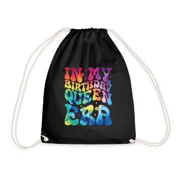 Birthday Queen Groovy Flower Party Family - Drawstring Bag - black - Front