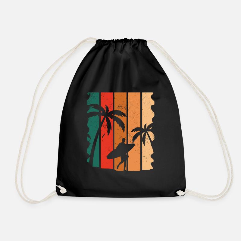 Vintage Surfer Retro Surfing Beach Surf - Turnbeutel - Schwarz