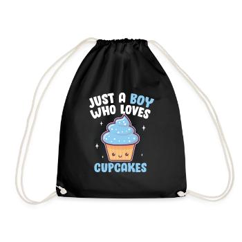 Just A Boy Who Loves Cupcakes Pastry Chef Men Blue - Drawstring Bag - black - Front