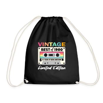 Best of 1980 - zum 44. Geburtstag Limited Edition - Turnbeutel - Schwarz - Vorne
