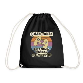 Gamer Waitress T-Shirt, Waiter T-Shirt, Bartender - Drawstring Bag - black - Front