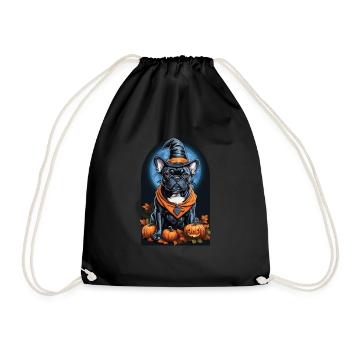 Bouledogue français avec chapeau de sorcière Halloween - Sac de sport léger - noir - Devant