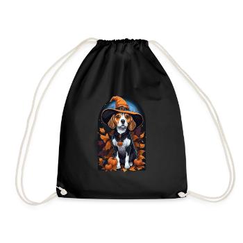 Beagle avec chapeau de sorcière Halloween Beagle - Sac de sport léger - noir - Devant