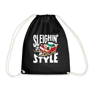 Sleighin' it dans le style DJ Xmas Hip Hop Rapper - Sac de sport léger - noir - Devant