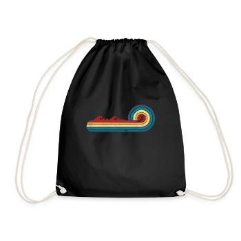 Vintage Surfer Retro Surfing Beach Surf - Drawstring Bag - black - Front