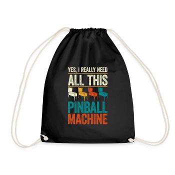 Pinball Machine Pinball Machine - Drawstring Bag - black - Front