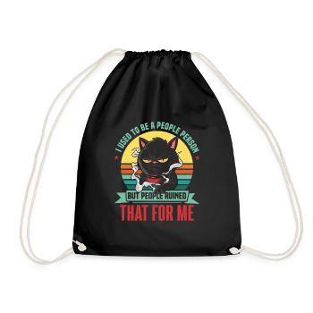Früher war ich ein geselliger Mensch Lustige Katze Asozial - Turnbeutel - Schwarz - Vorne