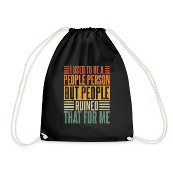 Retro Introvert I Used To Be A People Person - Drawstring Bag - black - Front