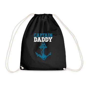 Captain Daddy Anchor Funny Sailor Daddy Sailing - Drawstring Bag - black - Front