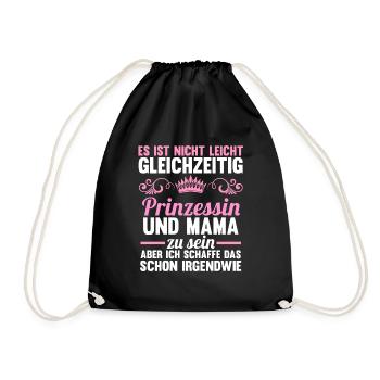 Mutter Muttertag Prinzessin Mama - Turnbeutel - Schwarz - Vorne