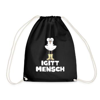 Möwe Sprüche norddeutsch Urlaub Geschenk - Turnbeutel - Schwarz - Vorne