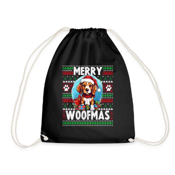 Dog Lover Christmas - Lustiger hässlicher Weihnachtspullover - Turnbeutel - Schwarz - Vorne