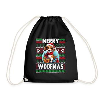 Passendes Pyjama-Oberteil für Familien - Ugly Christmas Dog Be - Turnbeutel - Schwarz - Vorne
