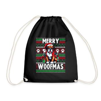 Chien boxer de Noël en famille - Sweat de Noël moche - Sac de sport léger - noir - Devant