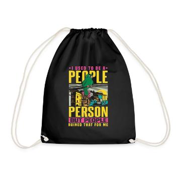 I Used To Be A People Person Bird Saying - Drawstring Bag - black - Front