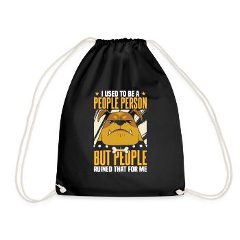 I Used To Be A People Person Introvert Dog - Drawstring Bag - black - Front
