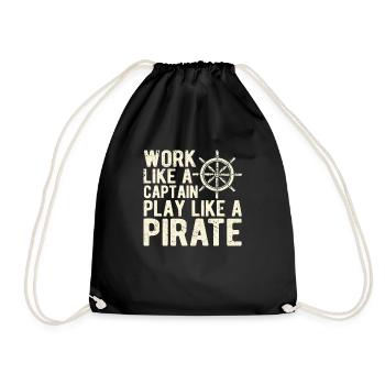Travailler comme un capitaine Jouez comme un pirate - Sac de sport léger - noir - Devant
