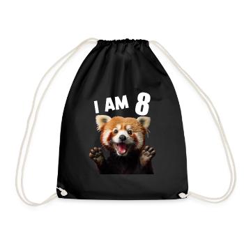 8 ans de 8 ans de 8e anniversaire du petit panda roux Panda Panda - Sac de sport léger - noir - Devant