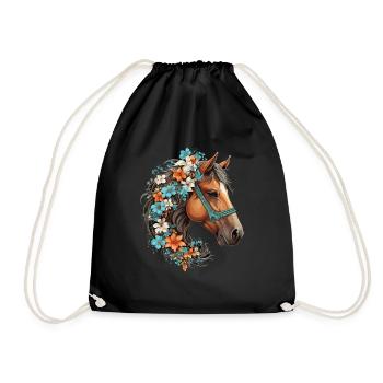 Rider Horse Portrait Western Cowboy - Drawstring Bag - black - Front