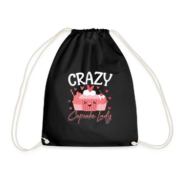 Women Pastry Chef Baking Funny Crazy Cupcake Lady - Drawstring Bag - black - Front