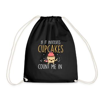 Pastry Chef Baking Funny If It Involves Cupcakes C - Drawstring Bag - black - Front