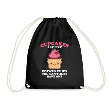 Funny Cupcakes Are Like Potato Chips Pastry Chef F - Drawstring Bag - black - Front