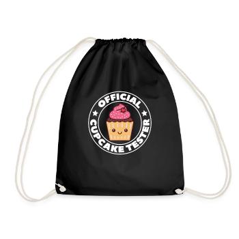 Official Cupcake Tester Baking Cute Baker Pastry C - Drawstring Bag - black - Front