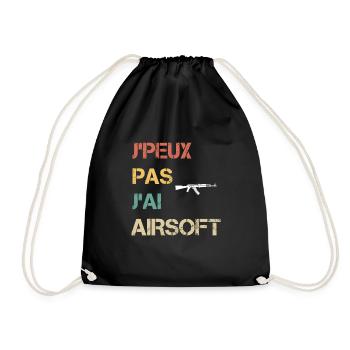 je peux pas j'ai airsoft vintage drôle - Sac de sport léger - noir - Devant